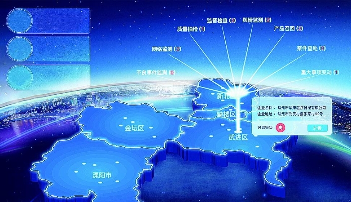 常州市醫(yī)療器械風險防控嵌入式智能預(yù)警云平臺風險防控預(yù)警圖。