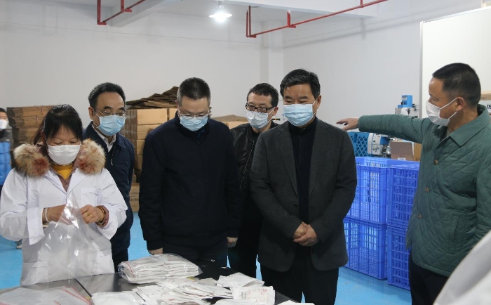 圖為何報翔副省長（右二）進行現(xiàn)場調(diào)研。