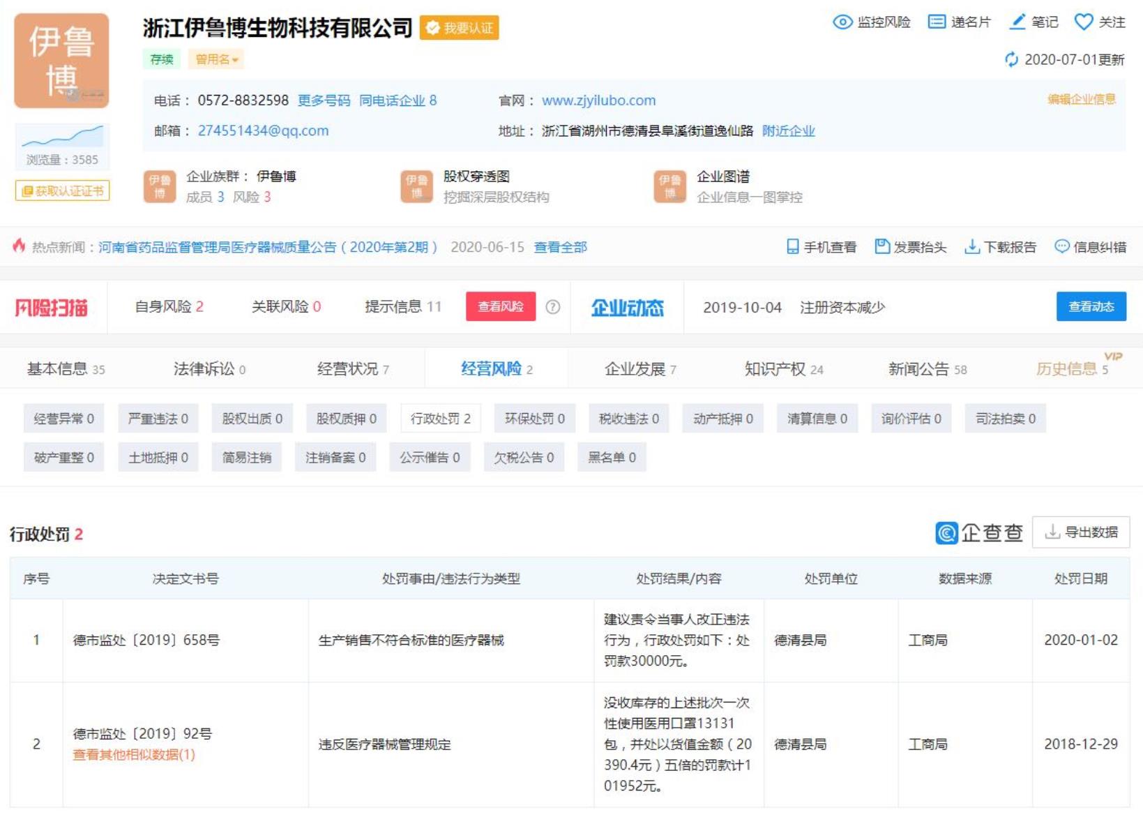 企查查頁(yè)面