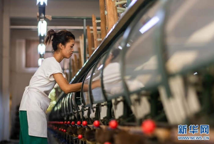 云南德宏正信實(shí)業(yè)股份有限公司的工人在車間里作業(yè)（8月21日攝）。 新華社記者 胡超 攝