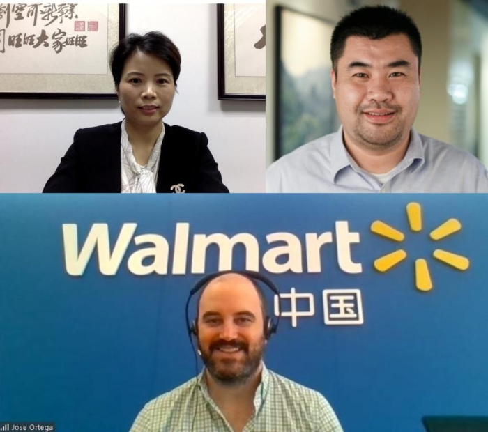 左上：旺旺集團(tuán)生產(chǎn)研發(fā)群總處長曹永梅博士；右上：星巴克中國食品安全及質(zhì)量副總裁楊琦；下：沃爾瑪中國大賣場(chǎng)營運(yùn)中心副總裁賀司銘