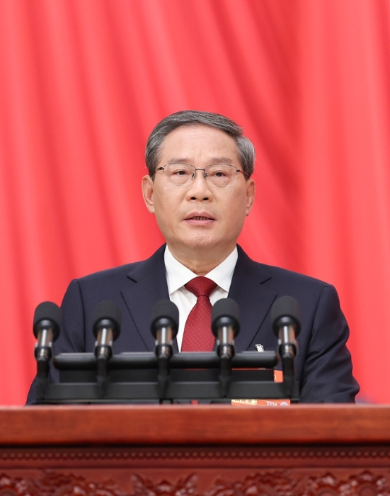 3月5日，李強總理代表國務院在十四屆全國人大四次會議上作《政府工作報告》。新華社記者 黃敬文 攝